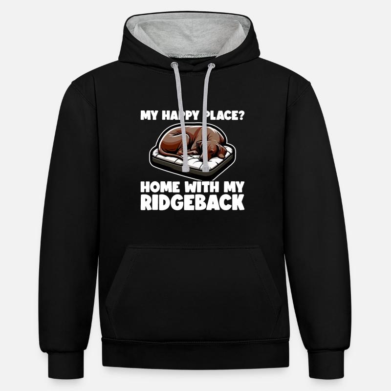 Rhodesian Ridgeback Happy Rhodesian Ridgebacks - Contrast hoodie - black/heather grey