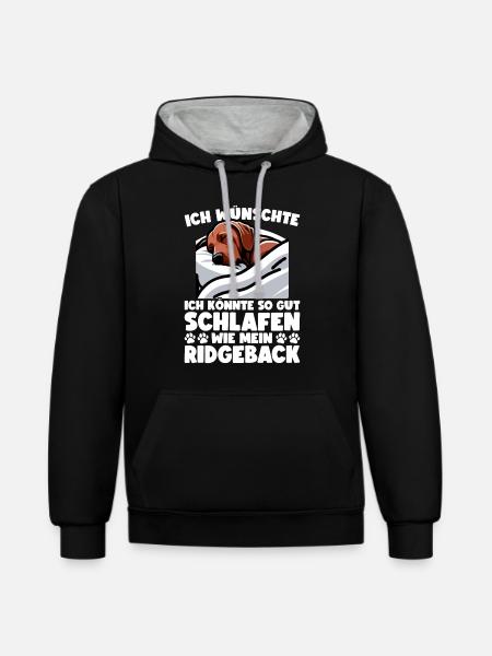 Rhodesian Ridgeback Hund Rhodesian Ridgebacks - Kontrast-Hoodie - Schwarz/Grau meliert