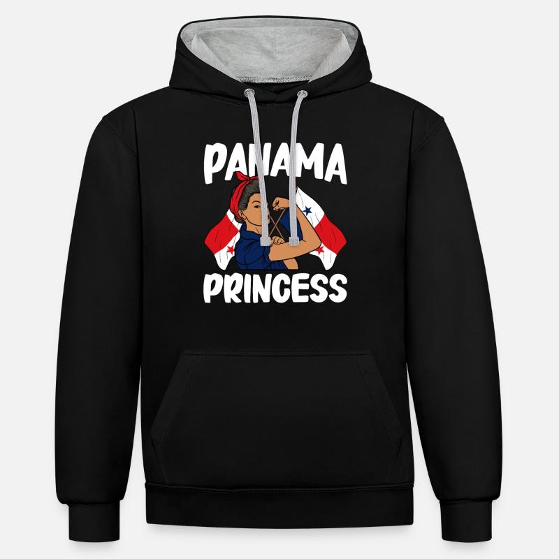 Drapeau panaméen Drapeau panaméen - Sweat à capuche contrasté - noir/gris chiné