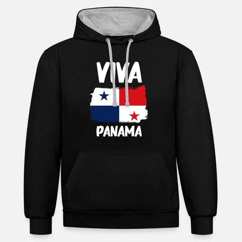 Drapeau panaméen Drapeau panaméen - Sweat à capuche contrasté - noir/gris chiné