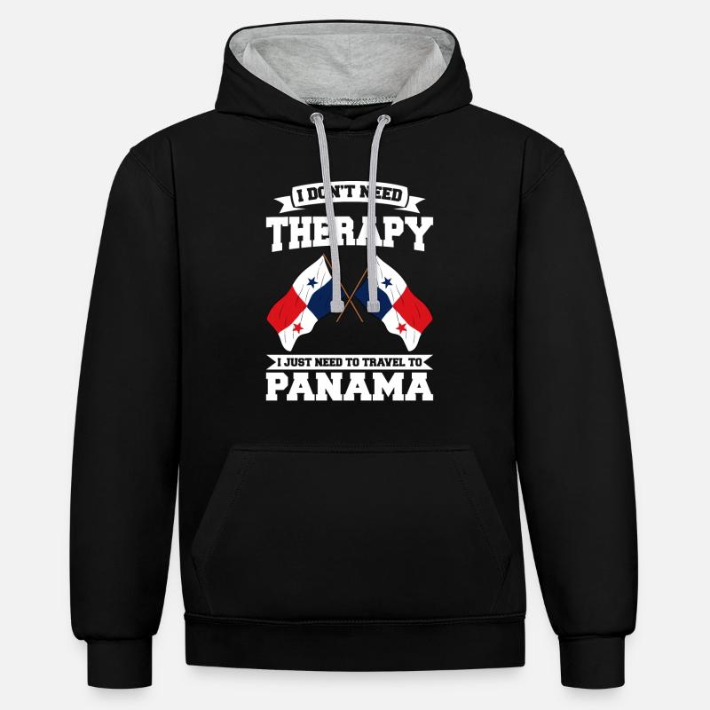Drapeau panaméen Drapeau panaméen - Sweat à capuche contrasté - noir/gris chiné
