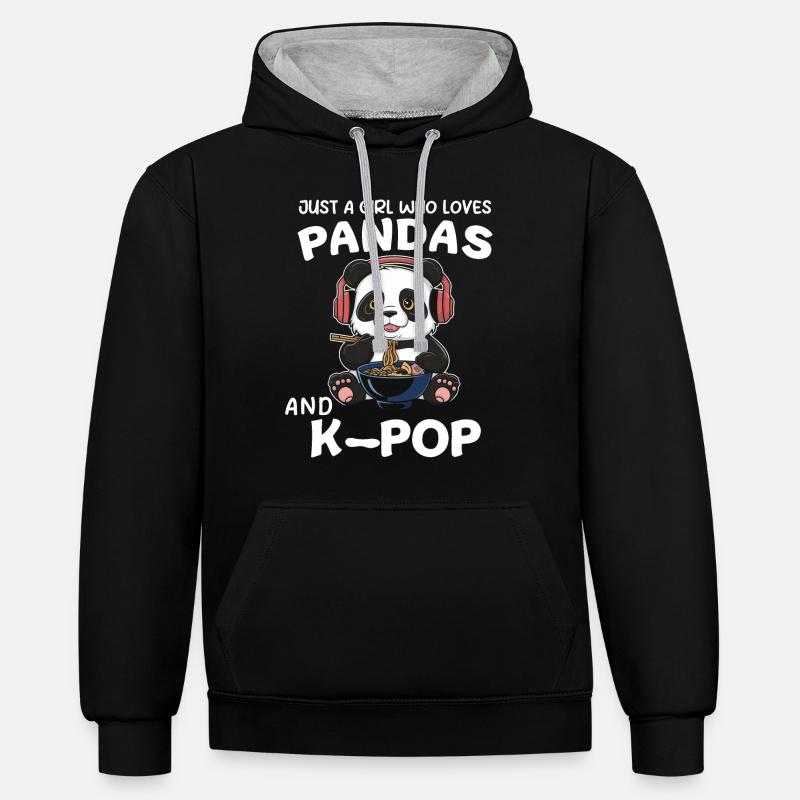 Panda Panda Ours Drôle - Sweat à capuche contrasté - noir/gris chiné