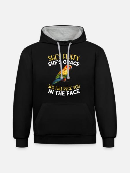 Sun conure - Kontrast-Hoodie - Schwarz/Grau meliert