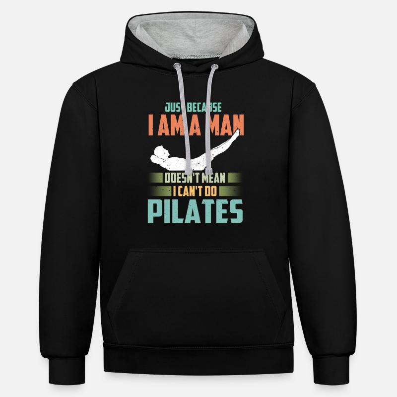 Pilates - Sweat à capuche contrasté - noir/gris chiné
