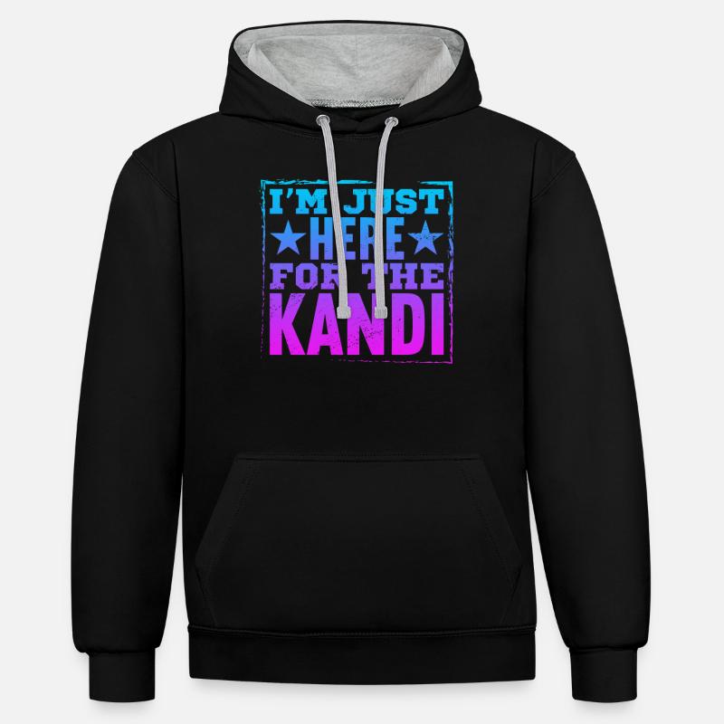 Kandi EDM Rave - Sweat à capuche contrasté - noir/gris chiné