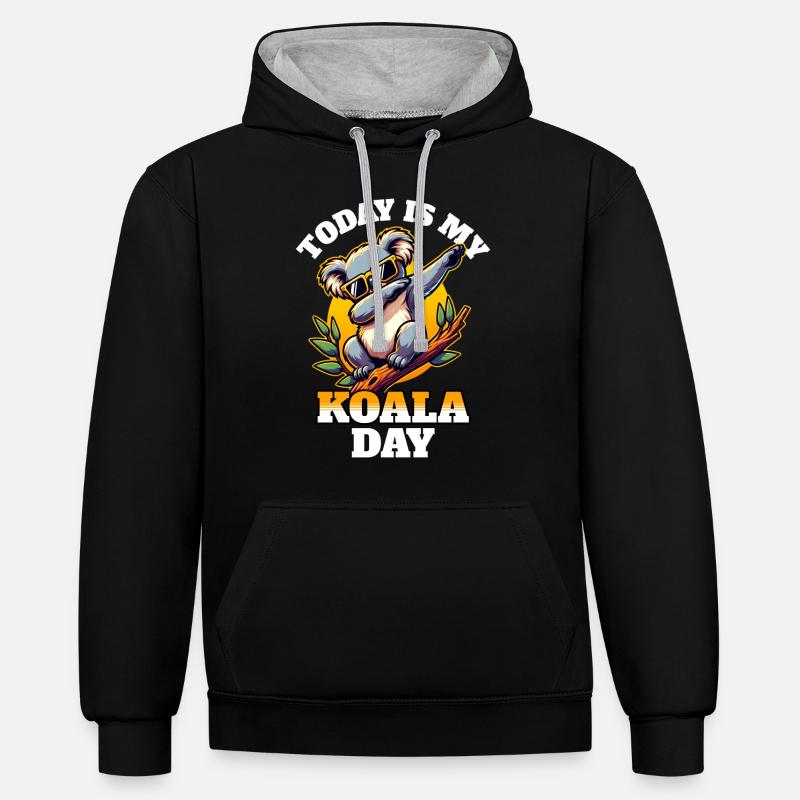 Dictons Koala - Sweat à capuche contrasté - noir/gris chiné