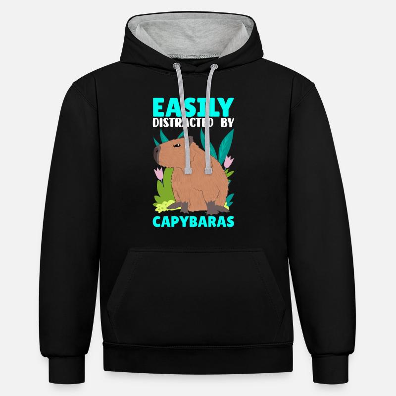 Capybara Capy - Sweat à capuche contrasté - noir/gris chiné