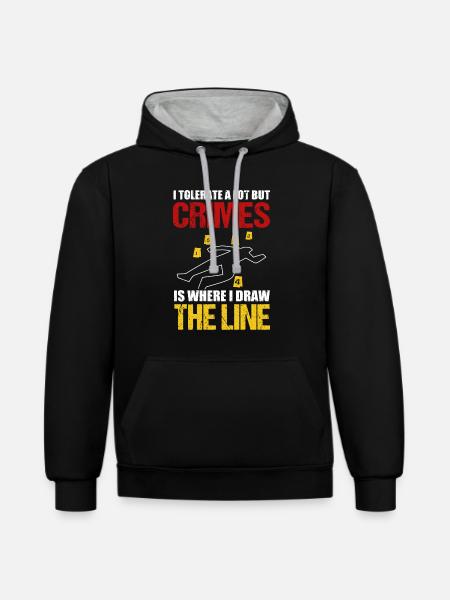 Crime scene investigator - Kontrast-Hoodie - Schwarz/Grau meliert