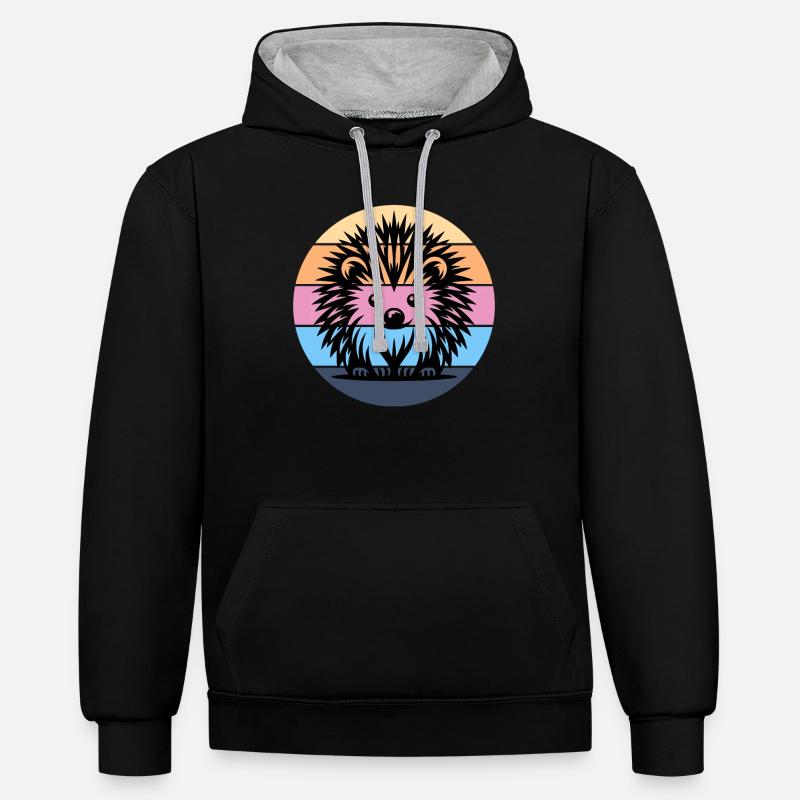Hérisson - Sweat à capuche contrasté - noir/gris chiné