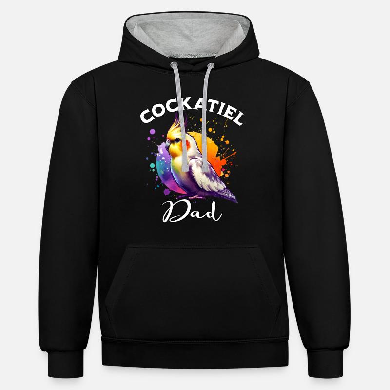 Papa calopsitte - Sweat à capuche contrasté - noir/gris chiné
