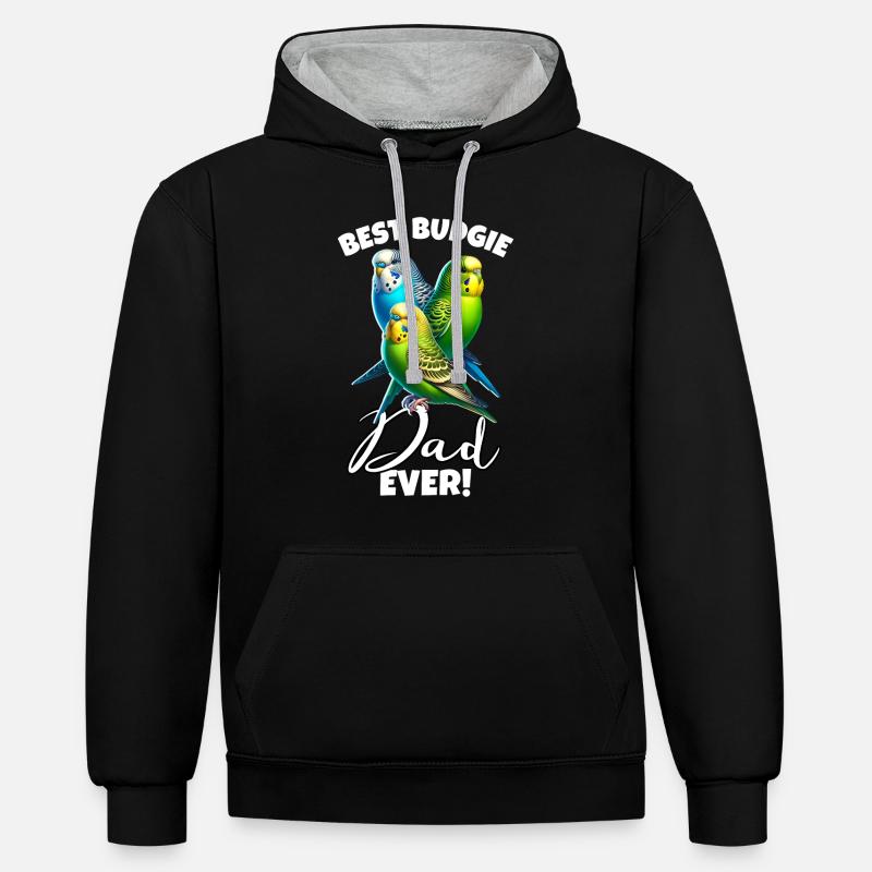 Meilleure perruche perruche Papa - Sweat à capuche contrasté - noir/gris chiné