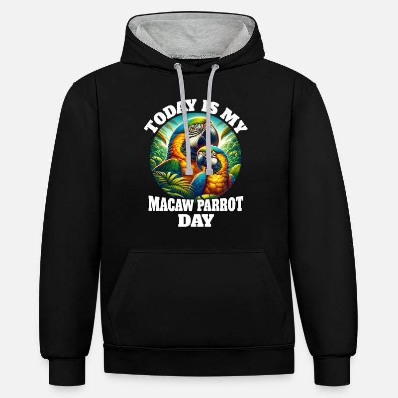 Dictons de perroquet - Sweat à capuche contrasté - noir/gris chiné