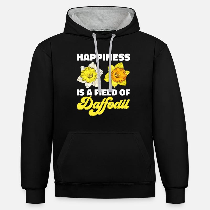 Jonquilles Fleur Jonquille Jonquille - Sweat à capuche contrasté - noir/gris chiné