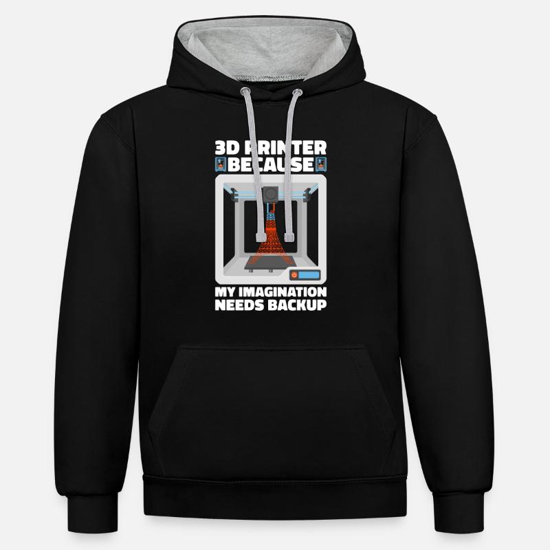 Filament d’imprimante 3D Impression 3D Impression 3D Imprimante 3D - Sweat à capuche contrasté - noir/gris chiné