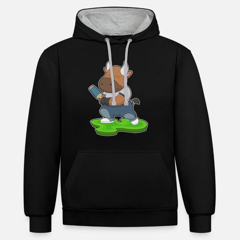 Bull Cricket Batte de cricket - Sweat à capuche contrasté - noir/gris chiné