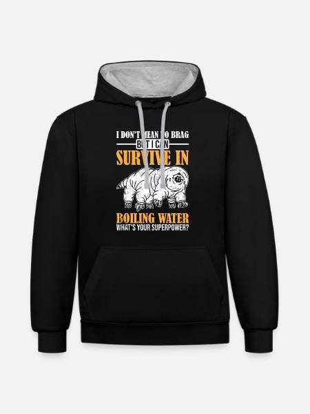 Tardigrade Microbiology waterbear - Kontrast-Hoodie - Schwarz/Grau meliert