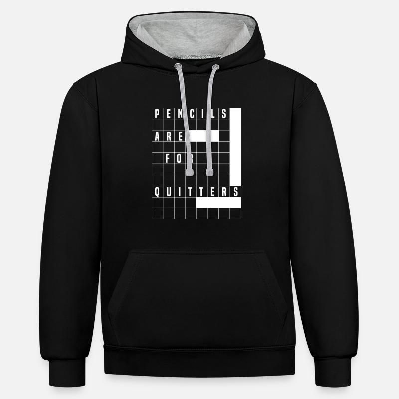 Mots croisés - Sweat à capuche contrasté - noir/gris chiné