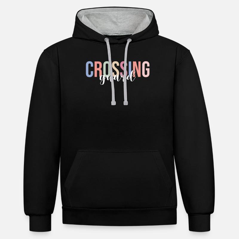École de pilotes scolaires - Sweat à capuche contrasté - noir/gris chiné