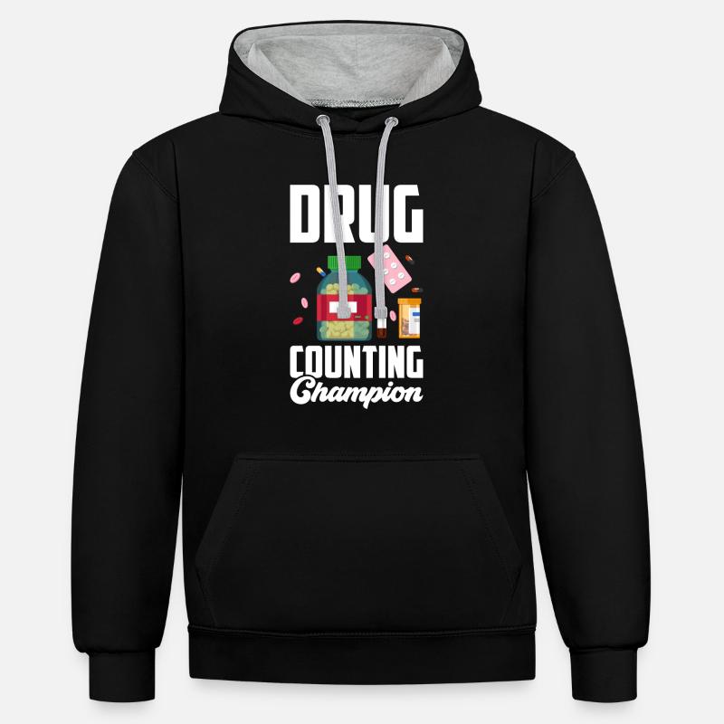 Assistant pharmaceutique Technicien en pharmacie - Sweat à capuche contrasté - noir/gris chiné