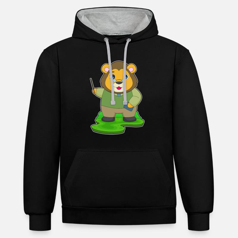 Lion Enseignant Pointer - Sweat à capuche contrasté - noir/gris chiné