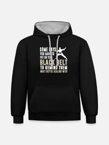BJJ Jiu JItsu - Kontrast-Hoodie - Schwarz/Grau meliert