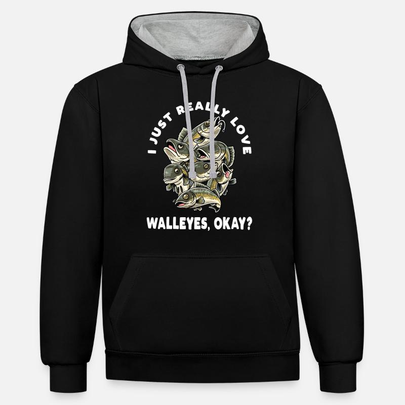 J’aime beaucoup le sandre - Sweat à capuche contrasté - noir/gris chiné
