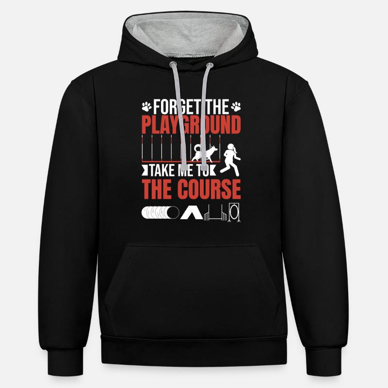 Agilité canine - Sweat à capuche contrasté - noir/gris chiné