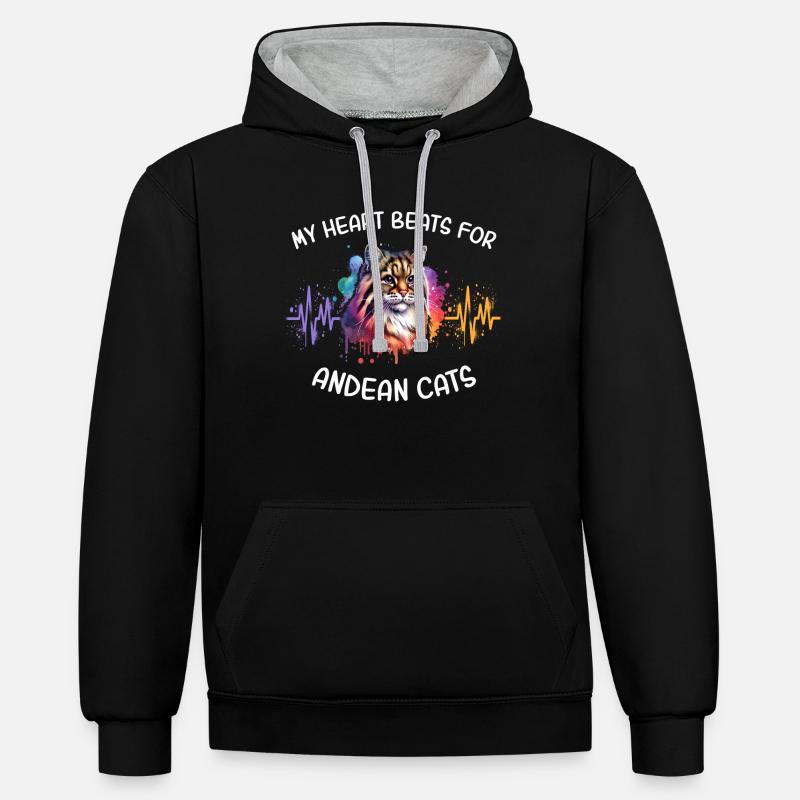 Chat Chat des Andes Heartline - Sweat à capuche contrasté - noir/gris chiné