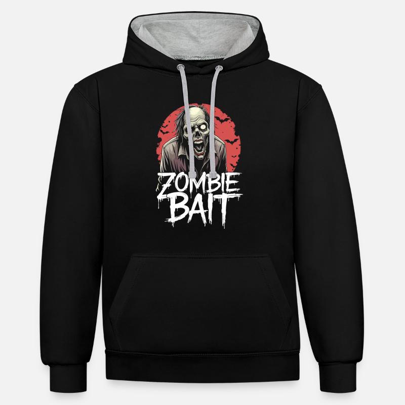 Conception de zombie d’Halloween - Sweat à capuche contrasté - noir/gris chiné
