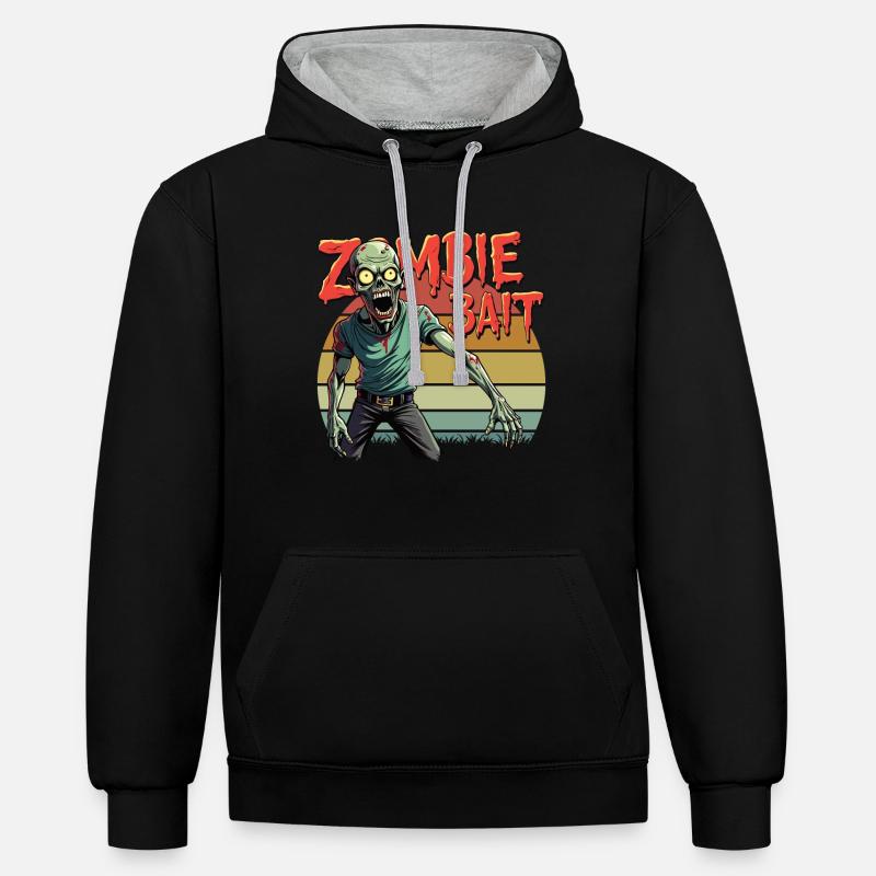 Conception de zombie d’Halloween - Sweat à capuche contrasté - noir/gris chiné