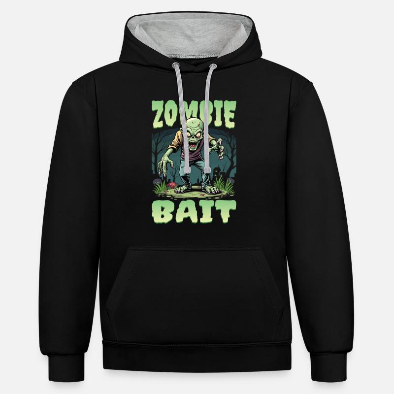 Conception de zombie d’Halloween - Sweat à capuche contrasté - noir/gris chiné
