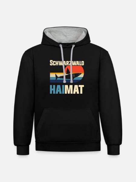 Schwarzwälder Schwarzwaldbub Schwarzwald - Kontrast-Hoodie - Schwarz/Grau meliert