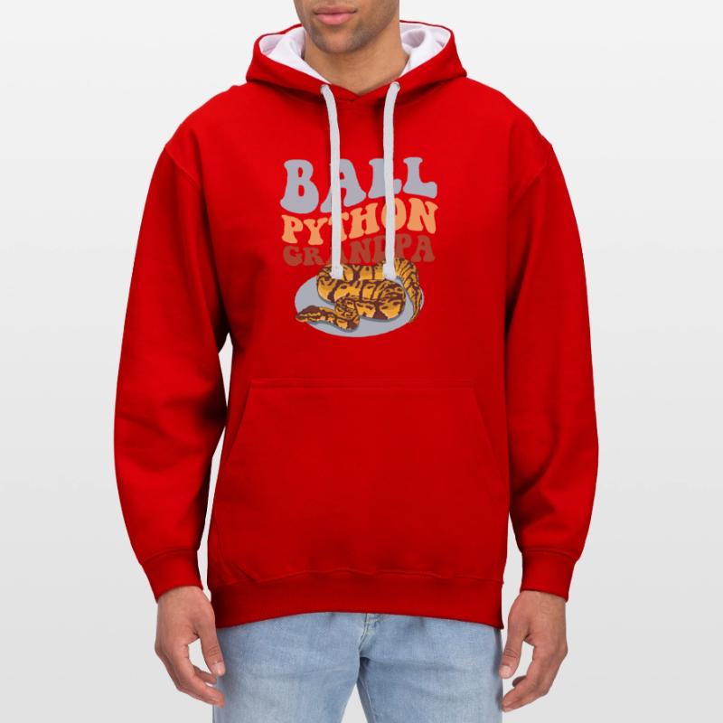 Roi Python Grand-père Python serpent cadeau Sweat à capuche contrasté