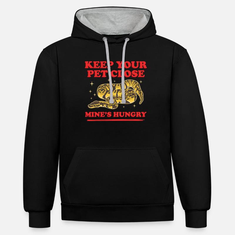 Königspython Schlange Python Geschenk - Kontrast-Hoodie - Schwarz/Grau meliert
