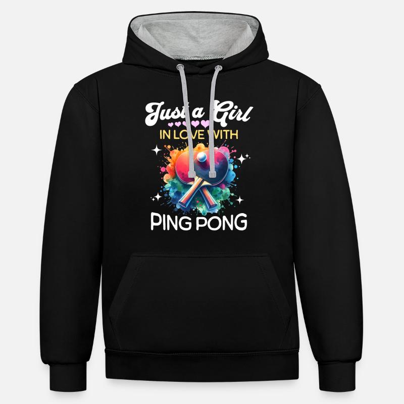 Fille de ping-pong - Sweat à capuche contrasté - noir/gris chiné
