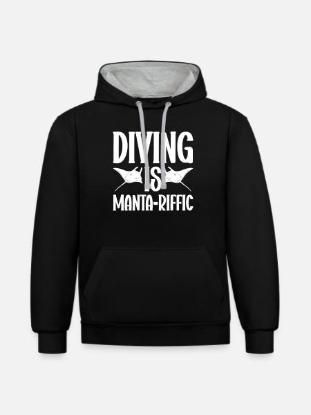 Mantarochen Liebhaber Meerestier Teufelsrochen - Kontrast-Hoodie - Schwarz/Grau meliert