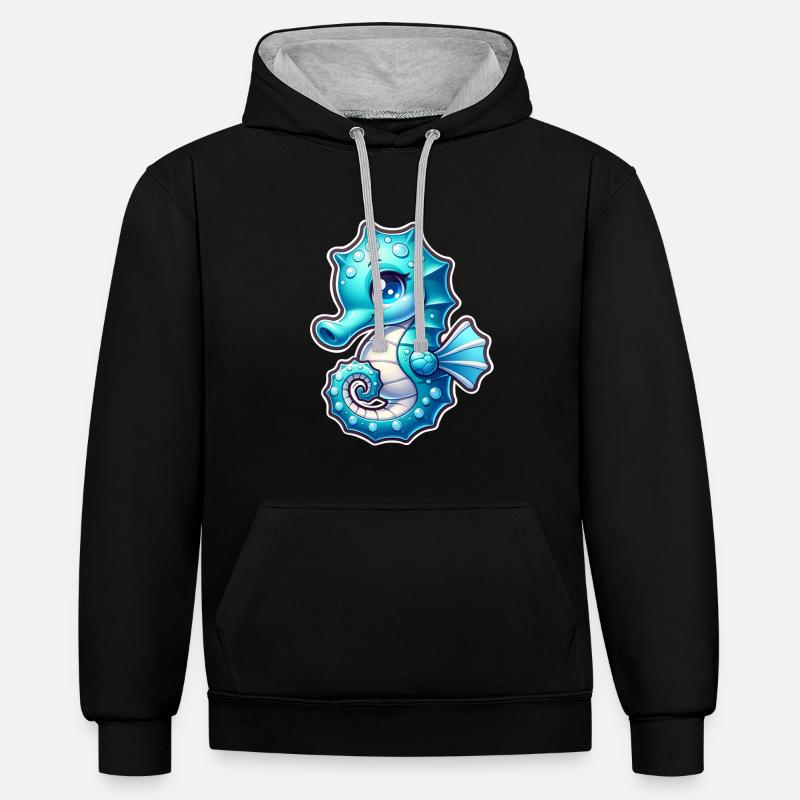 Hippocampe Hippocampe - Sweat à capuche contrasté - noir/gris chiné