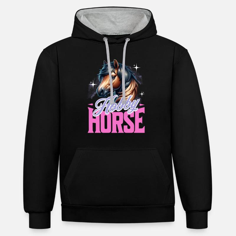 Cheval de loisir Steckenpferd - Sweat à capuche contrasté - noir/gris chiné