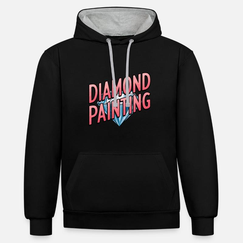 Peinture au diamant Diamond Painter - Sweat à capuche contrasté - noir/gris chiné