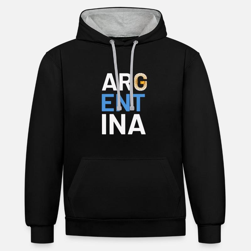 Argentine Cadeau Argentine Drapeau argentin - Sweat à capuche contrasté - noir/gris chiné