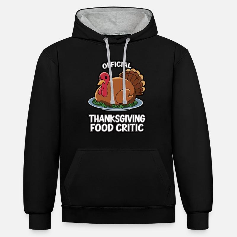 Dinde drôle de Thanksgiving - Sweat à capuche contrasté - noir/gris chiné