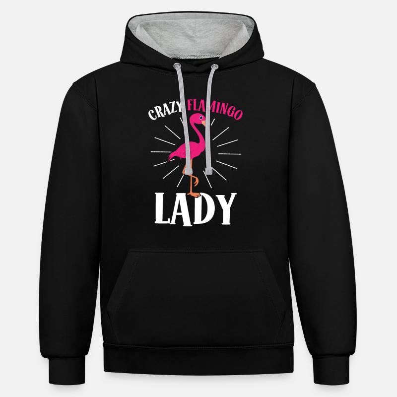 Crazy Flamingo Lady Crazy Lady - Sweat à capuche contrasté - noir/gris chiné