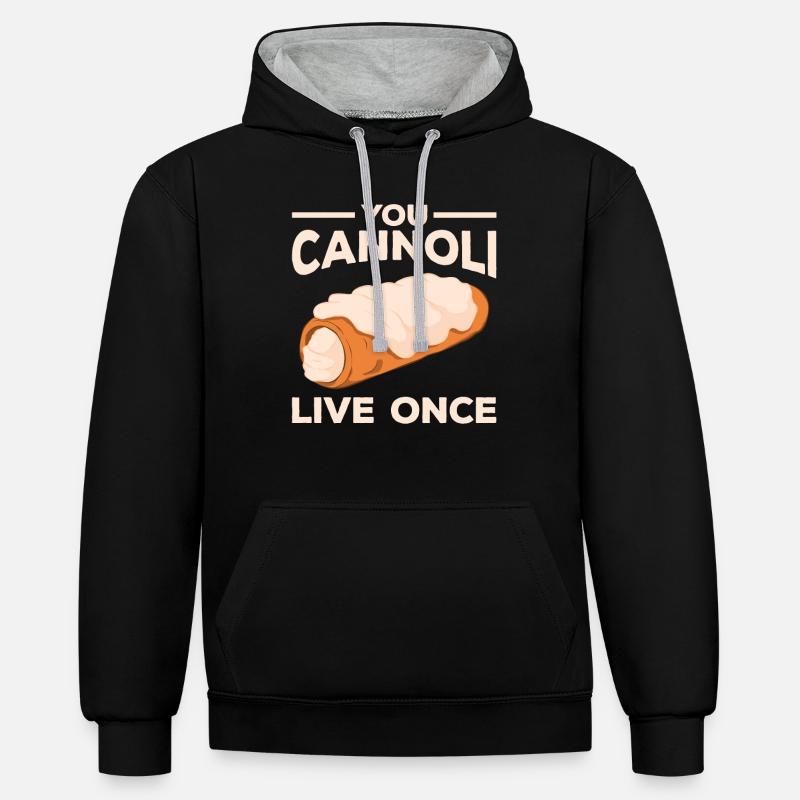 Cannoli Cannolo - Sweat à capuche contrasté - noir/gris chiné