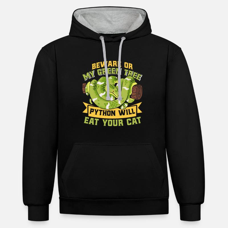 Green Tree Python - Contrast hoodie - black/heather grey