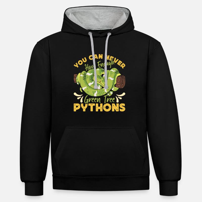 Green Tree Python - Contrast hoodie - black/heather grey