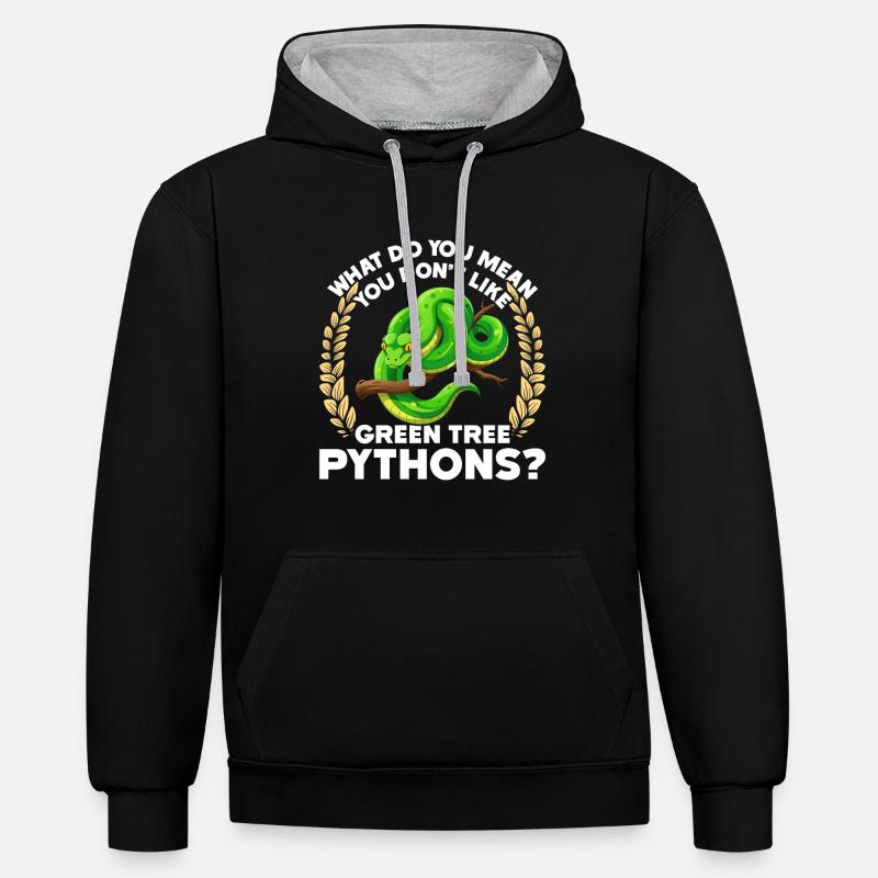 Python arborescent vert - Sweat à capuche contrasté - noir/gris chiné