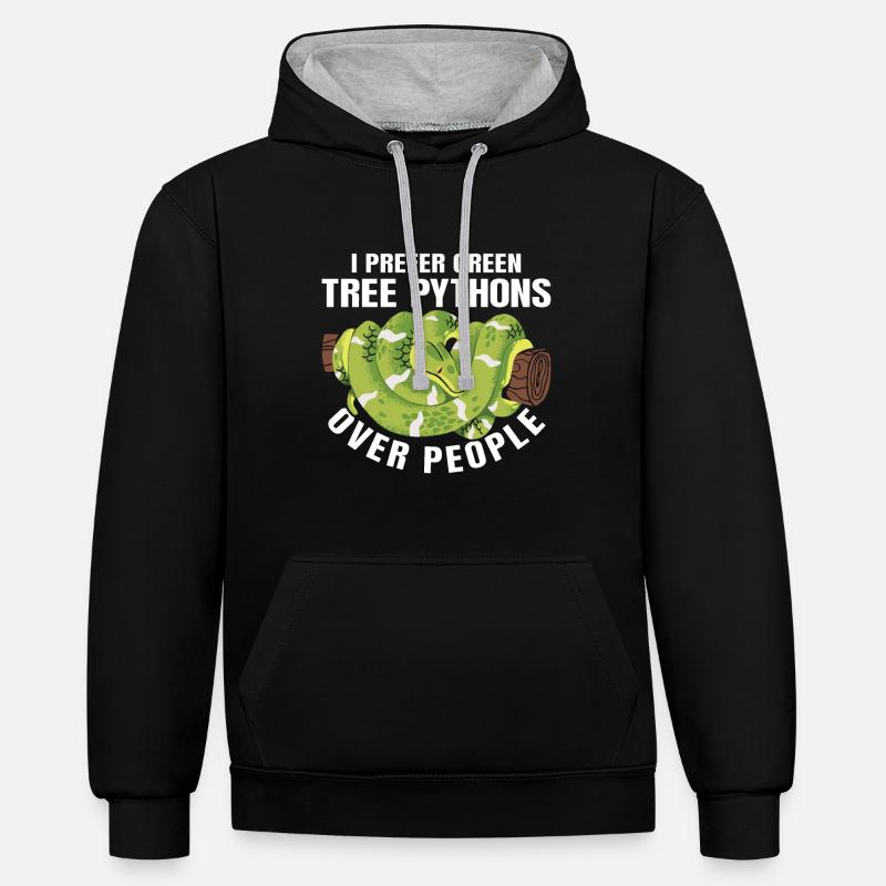 Python arborescent vert - Sweat à capuche contrasté - noir/gris chiné