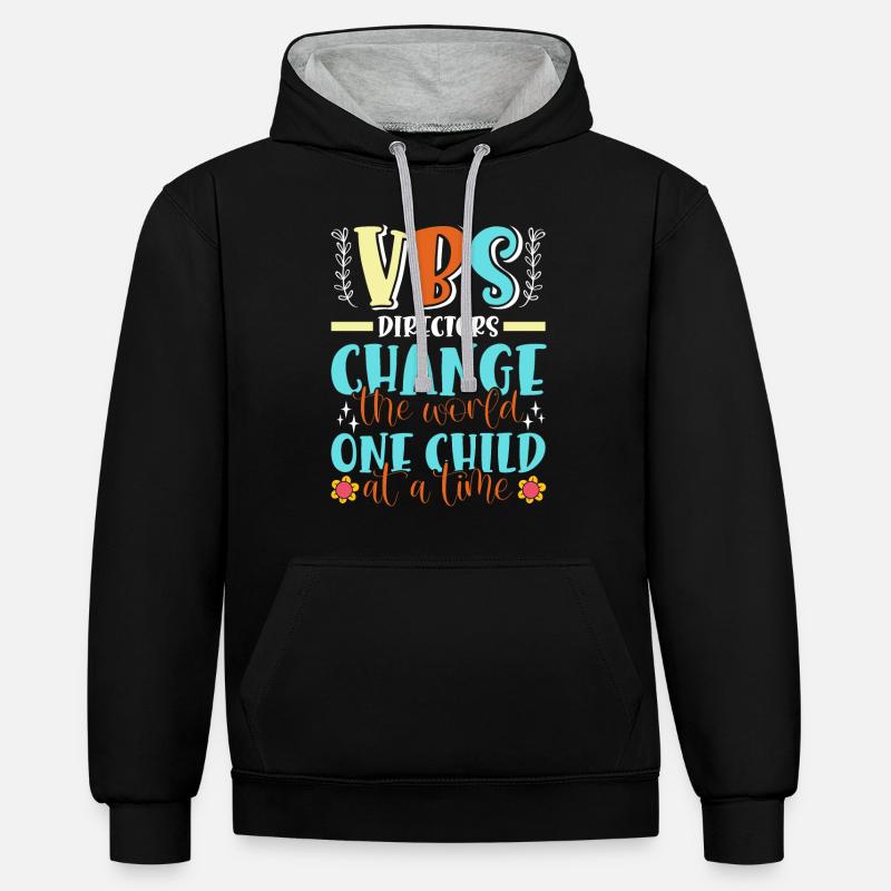 École biblique de vacances, VBS - Sweat à capuche contrasté - noir/gris chiné