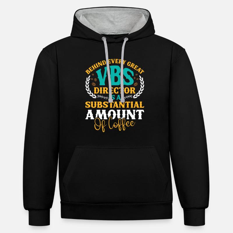 École biblique de vacances, VBS - Sweat à capuche contrasté - noir/gris chiné