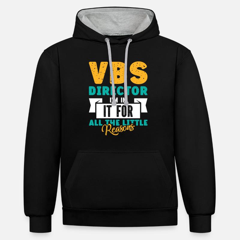 École biblique de vacances, VBS - Sweat à capuche contrasté - noir/gris chiné
